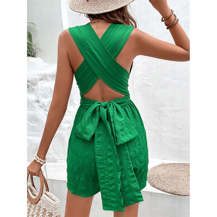 Crisscross Tied V-Neck Romper