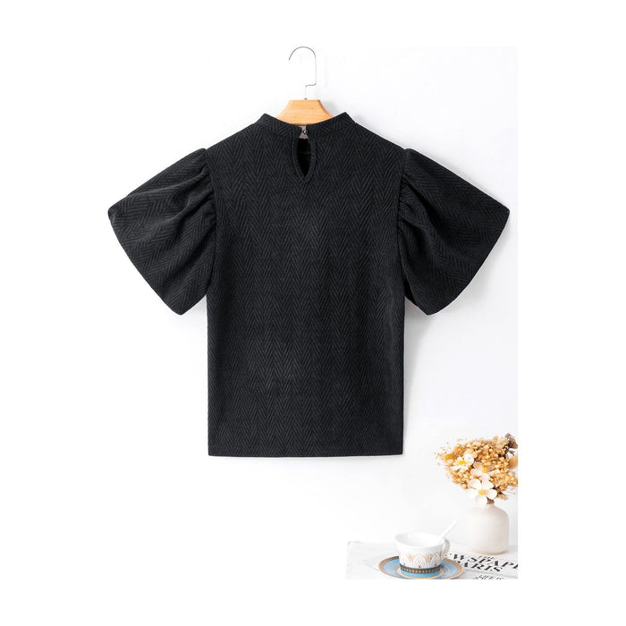 Round Neck Puff Sleeve Blouse