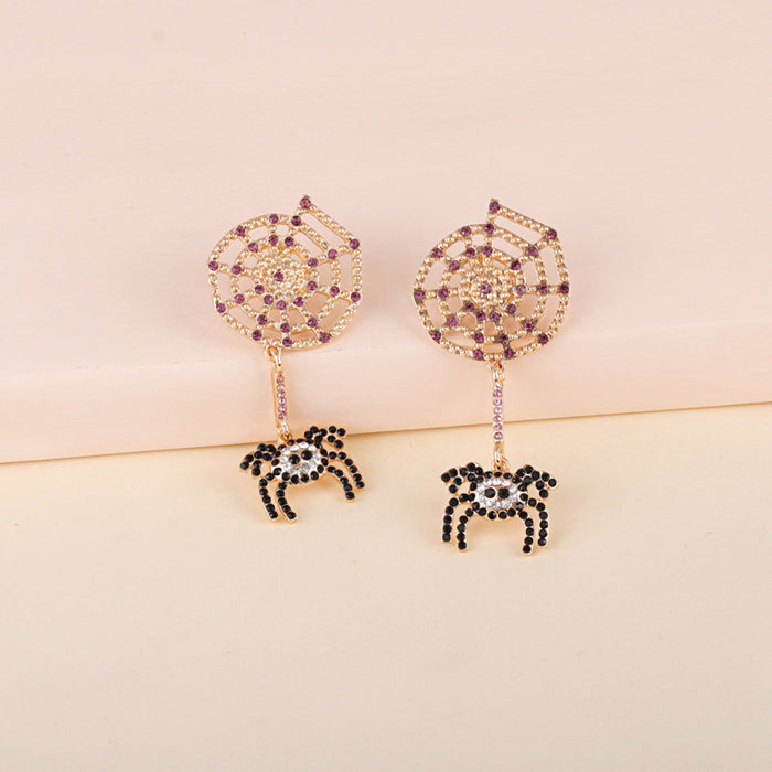 Spider Rhinestone Alloy Earrings