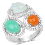 Bids.com 4.82 Carat Genuine Multi Stone .925 Sterling Silver Ring Rings