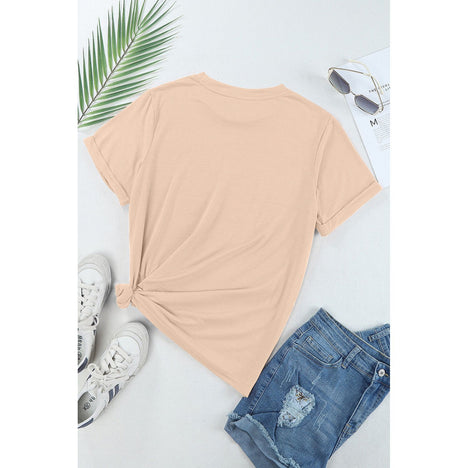 Sequin Round Neck Short Sleeve T-Shirt