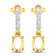 Bids.com 0.14 Carat Genuine White Diamond 14K Yellow Gold Semi Mount Earrings - holds 7x5mm Oval Gemstones Earrings