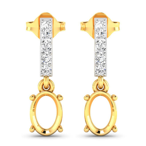 Bids.com 0.14 Carat Genuine White Diamond 14K Yellow Gold Semi Mount Earrings - holds 7x5mm Oval Gemstones Earrings