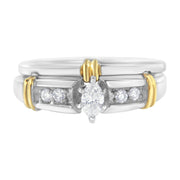 Bids.com 14K Yellow and White Gold 1/3 Cttw Marquise Diamond Cocktail Engagement Ring Set (H-I Color, SI1-SI2 Clarity) - Size 7 Rings