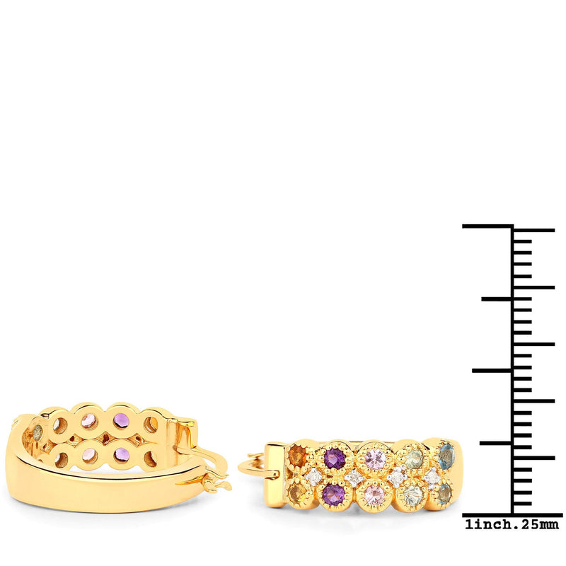 Bids.com 0.76 Carat Genuine Multi Stones .925 Sterling Silver Earrings Earrings