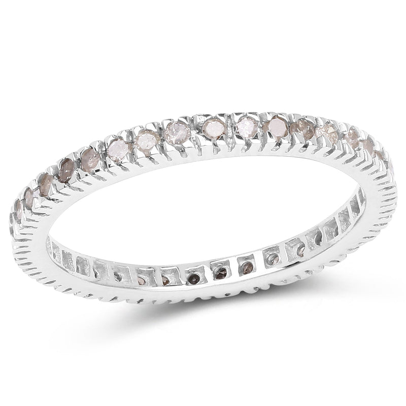 Bids.com 0.57 Carat Genuine Champagne Diamond .925 Sterling Silver Ring Rings