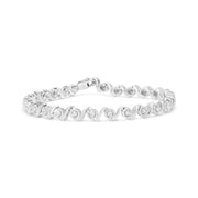 Bids.com .925 Sterling Silver 1/2 Cttw Round Diamond Halo S-Link Bracelet (I-J Color, I2-I3 Clarity) - 7.25" Bracelets