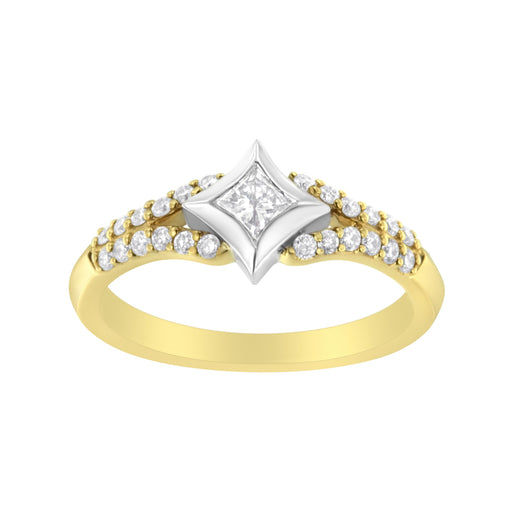 Bids.com 10K Two Tone Color 1/2 Cttw Diamond Kite and Split Shank Ring (H-I Color,SI2-I1 Clarity) Rings