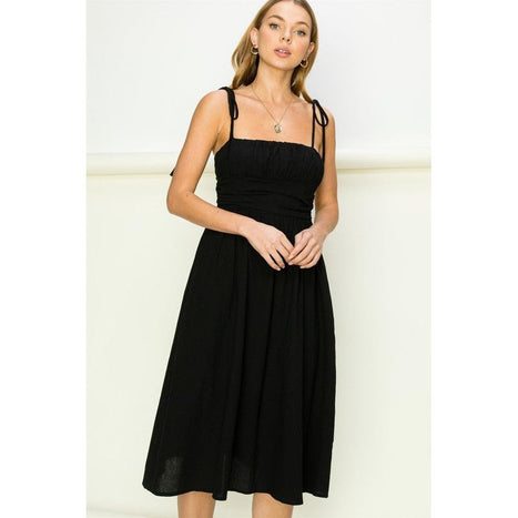 Get a Clue Tie-Strap Midi Dress