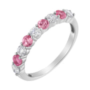 Bids.com 10KT White Gold 1/2 cttw Diamond and 3MM Created Blue Sapphire Gemstone Band Ring (H-I, I1-I2) - Size 7 Rings
