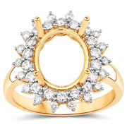 Bids.com 0.79 Carat Genuine White Diamond 14K Yellow Gold Semi Mount Ring - holds 11x9mm Oval Gemstone Rings