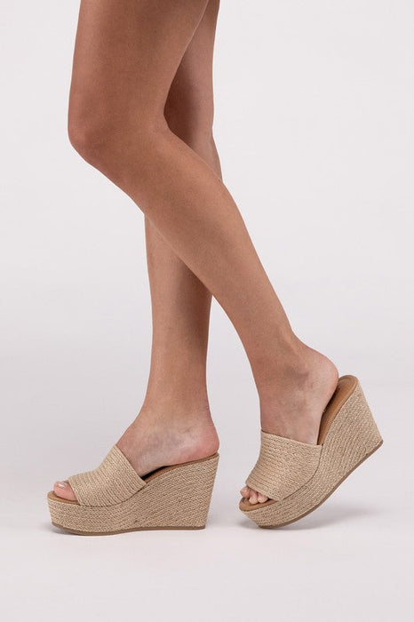 Bounty Wedge Platform Heels in Tan