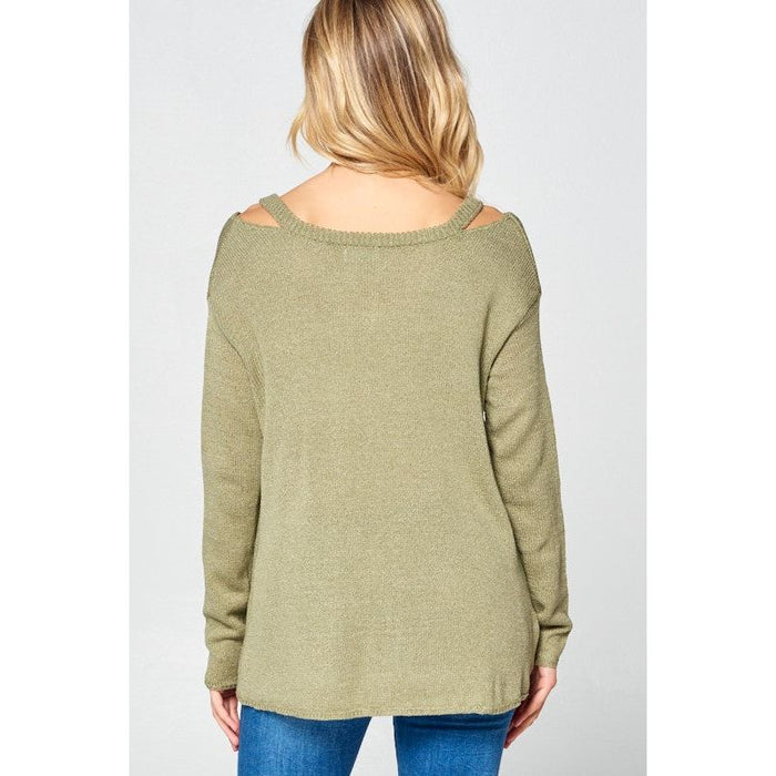 SOLID LIGHT KNIT V NECK SWEATER