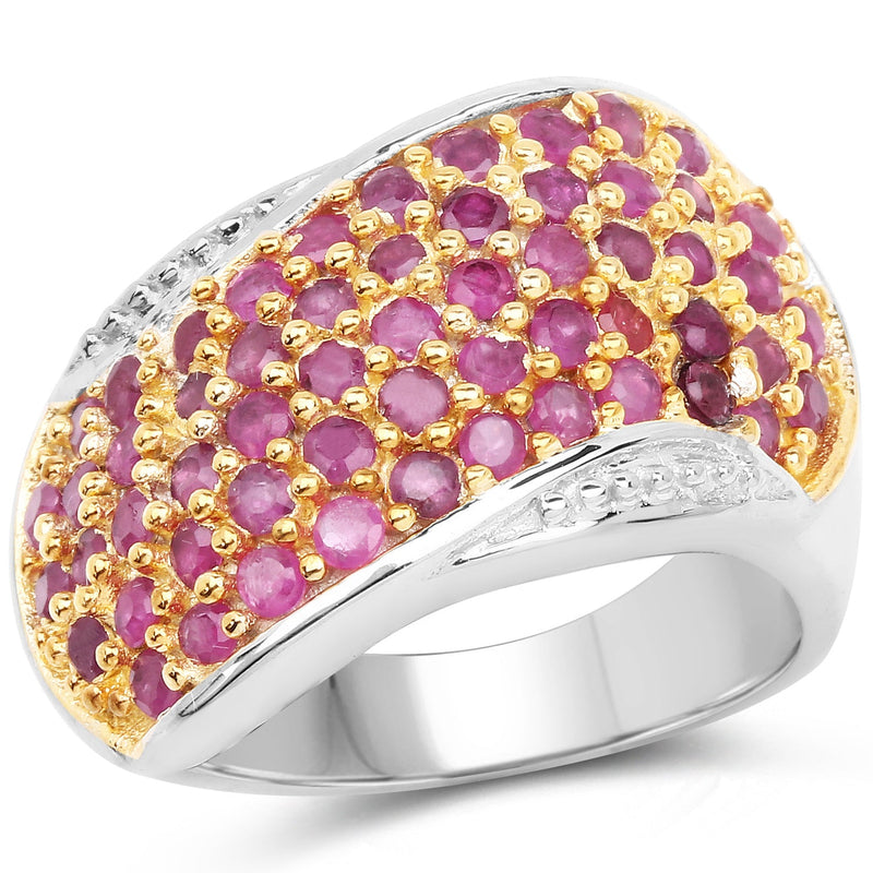Bids.com 2.49 Carat Genuine Ruby .925 Sterling Silver Ring Rings