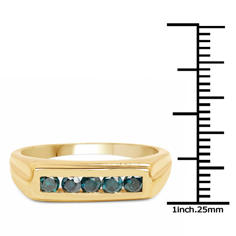 Bids.com 14K Yellow Gold Plated 0.50 Carat Genuine Blue Diamond .925 Sterling Silver Ring Rings
