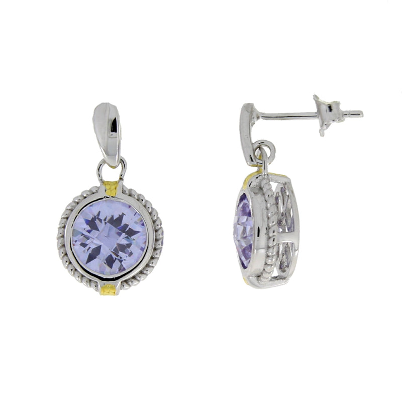 Bids.com Cubic Zirconium Dangle Earrings Sterling Silver Earrings