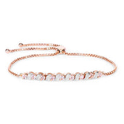 Bids.com 0.89 Carat Genuine Morganite and White Topaz .925 Sterling Silver Bracelet Bracelets