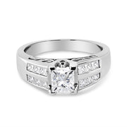 Bids.com 14K White Gold 1 1/4 Cttw Princess Cut Diamond Channel Set Engagement Ring (H-I Color, SI1-SI2 Clarity) - Ring Size 7 Rings