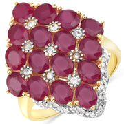 Bids.com 6.49 Carat Glass Filled Ruby and White Topaz .925 Sterling Silver Ring Rings