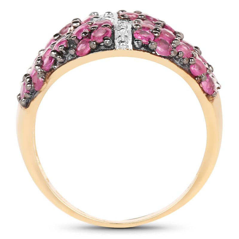 Bids.com 14K Yellow Gold Plated 1.70 Carat Genuine Ruby .925 Sterling Silver Ring Rings