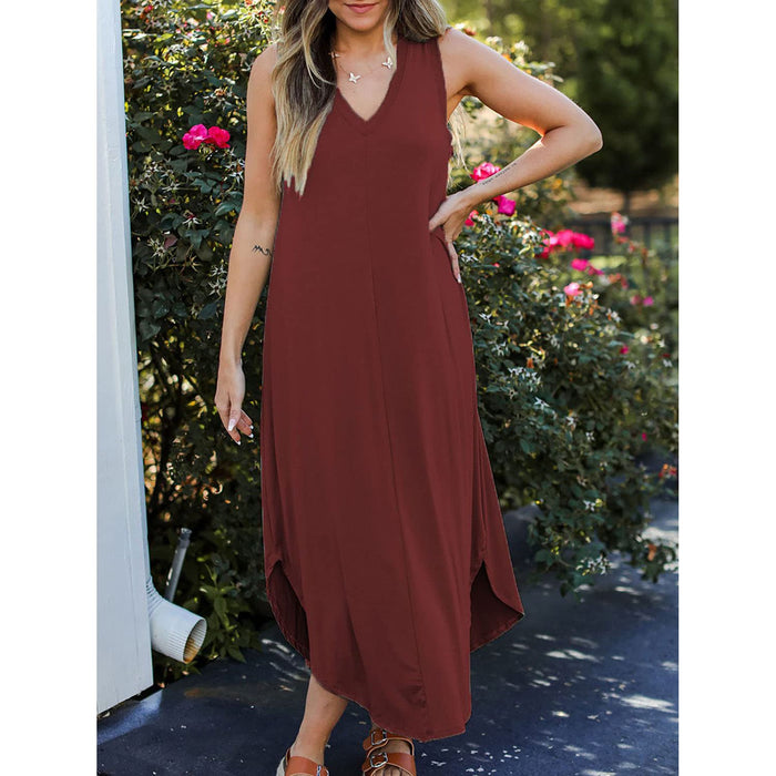 V-Neck Midi Tank Dress