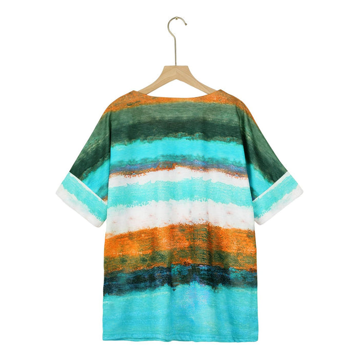 Color Block Round Neck Half Sleeve T-Shirt