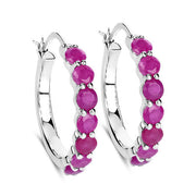 Bids.com 2.80 Carat Genuine Ruby .925 Sterling Silver Earrings Earrings