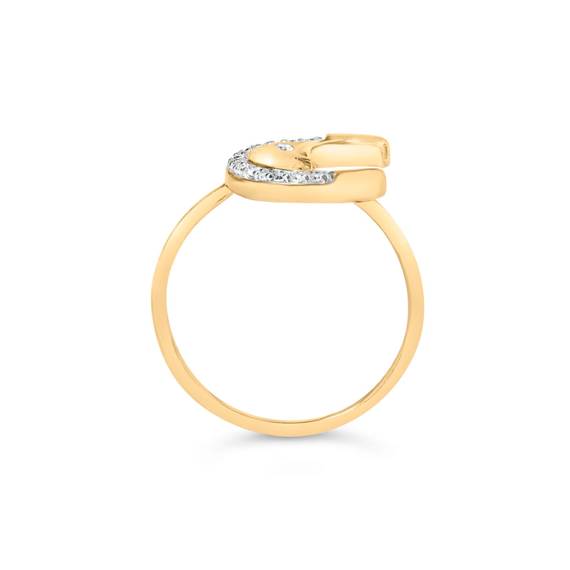 Bids.com 10K Yellow Gold 1/10 Cttw Diamond Crescent Moon Ring (I-J Color, I1-I2 Clarity) - Ring Size 6 Rings