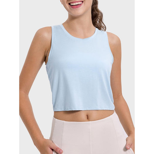 Drawstring Cutout Round Neck Active Tank