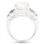 Bids.com 4.52 Carat Genuine Opal and Chrome Diopside .925 Sterling Silver Ring Rings