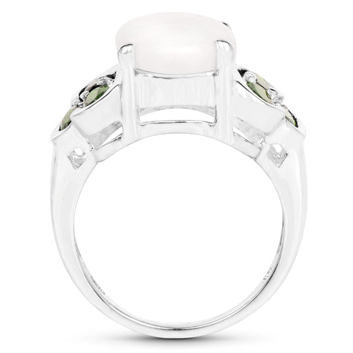 Bids.com 4.52 Carat Genuine Opal and Chrome Diopside .925 Sterling Silver Ring Rings