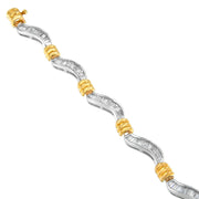 Bids.com Original Classics 10K Two-Tone Gold Baguette Cut Diamond Spiral Bracelet (2.00 cttw, H-I Color, I1-I2 Clarity) Bracelets
