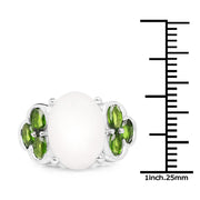 Bids.com 4.52 Carat Genuine Opal and Chrome Diopside .925 Sterling Silver Ring Rings