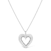 Bids.com .925 Sterling Silver Prong-Set Diamond Accent Double Heart 18" Pendant Necklace (I-J Color, I1-I2 Clarity) Necklaces