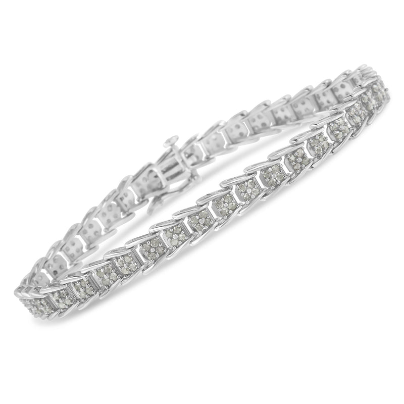 Bids.com 10k White Gold 2 cttw Diamond Fan-Shaped Link Tennis Bracelet (I-J Clarity, I3 Color) - Size 7.25" Bracelets