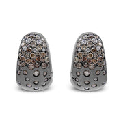 Bids.com Black Rhodium over 18K White Gold 2 1/4 Cttw Prong and Bezel Set White and Brown Diamond Huggy Hoop Earring (F-G/Brown Color, VS1-VS2 Clarity) Earrings