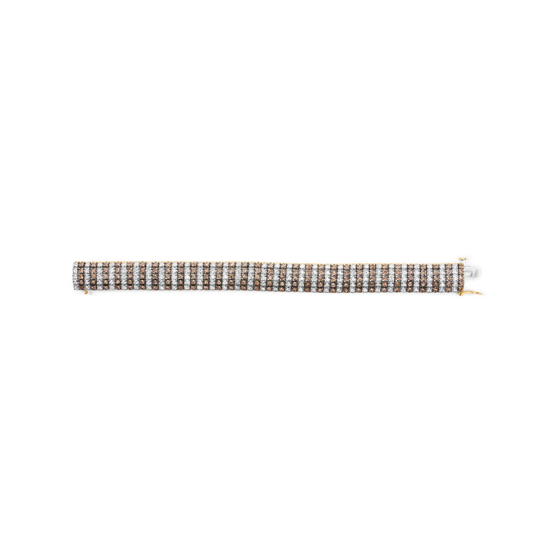 Bids.com 10K Yellow Gold 10-1/3 Cttw Alternating Coco Color and White Diamond 5 Row Tennis Bracelet (Brown/H-I Color, SI1-SI2 Clarity) - Size 7.25 Bracelets