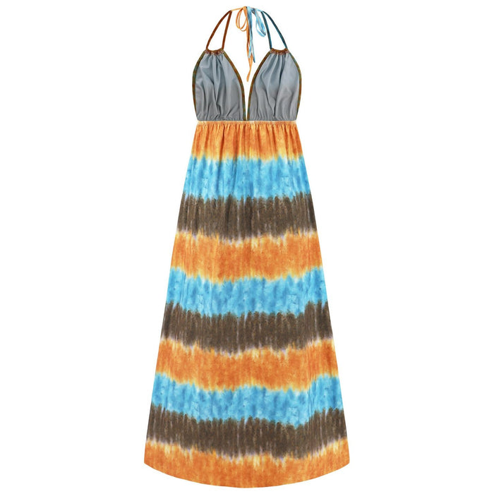 Tie-Dye Halter Neck Sleeveless Dress