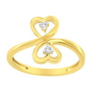 Bids.com 14KT Yellow Gold 1/20 ctw. Dual Heart Diamond Ring (K-L, I1-I2) - Size 7 Rings