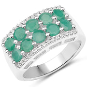 Bids.com 1.85 Carat Genuine Emerald and White Topaz .925 Sterling Silver Ring Rings