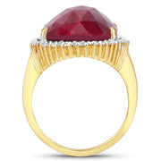 Bids.com 19.11 Carat Dyed Ruby and White Topaz .925 Sterling Silver Ring Rings