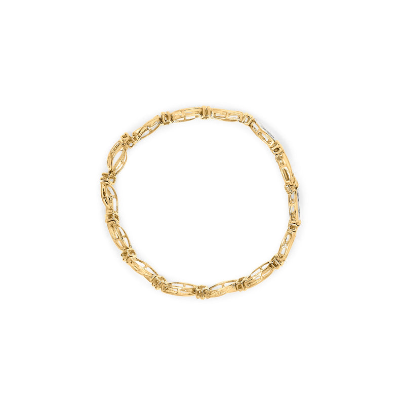 Bids.com 10K Yellow and White Gold 1/2 Cttw Channel Set Diamond Infinity Link 7" Tennis Bracelet (H-I Color, I1-I2 Clarity) Bracelets