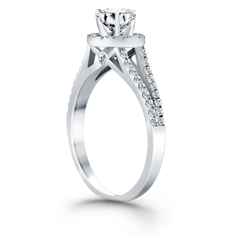 Bids.com 14k White Gold Diamond Halo Split Shank Engagement Ring Rings