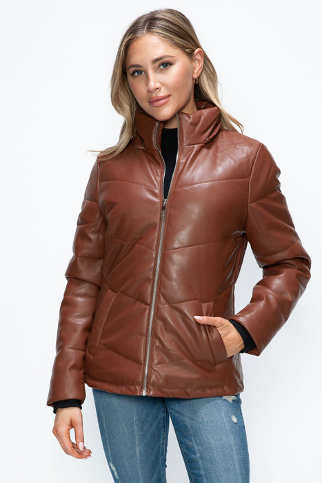 Pocketed Zip Up Puffer Jacket with Removable Hood