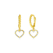 Bids.com 14k Two Tone Gold Beaded Hoop Earrings with Hearts Earrings