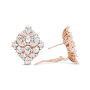 Bids.com 18K Rose Gold 8 1/3 Cttw Pear and Round Diamond Floral Cluster Omega Earrings (F-G Color, VS1-VS2 Clarity) Earrings