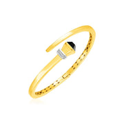 Bids.com 14k Yellow Gold Crossover Style Hinged Bangle Bracelet with Onyx and Diamonds Bracelets