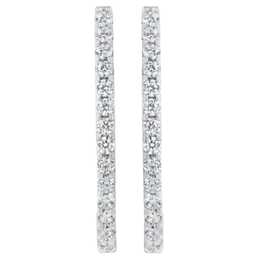 Bids.com 14K White Gold 2.0 Cttw Round Brilliant Cut Diamond Oblong Hinged Leverback Hoop Earrings (I-J Color, I1-I2 Clarity) Earrings