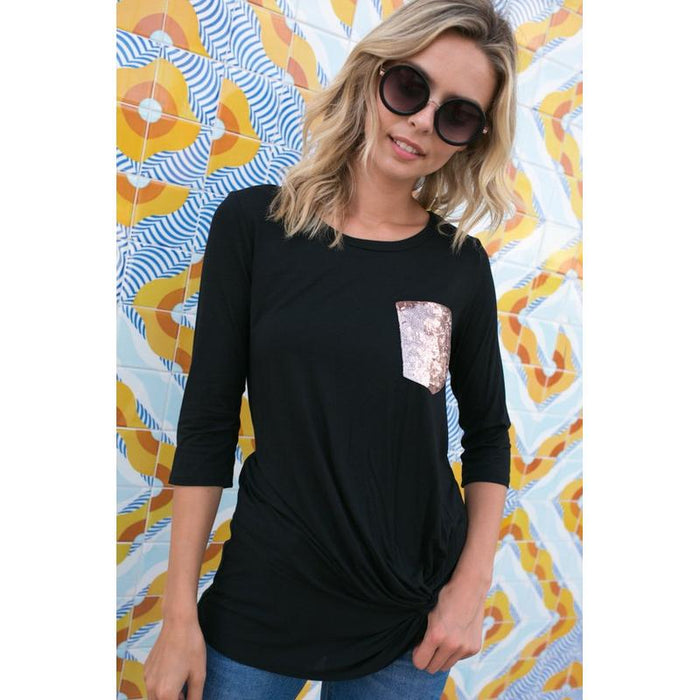 Plus Solid Sequence Pocket Tunic Top