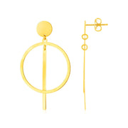 Bids.com 14K Yellow Gold Polished Circle and Bar Earrings Earrings